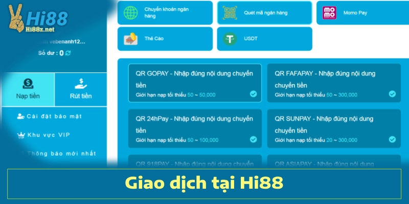 Giao dịch tại Hi88